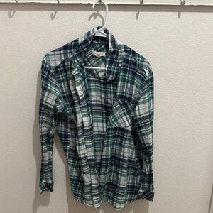 Treasure & Bond Blue and Green Plaid Shirt
